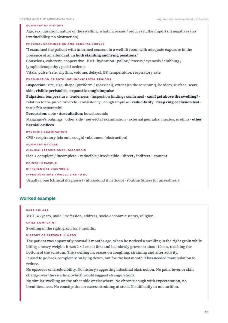Hernia: the case sheet, written out